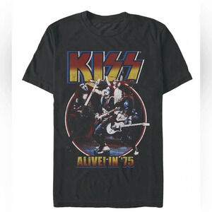 KISS, Men's Graphic Crew Neck T-Shirt, Alive In 75,